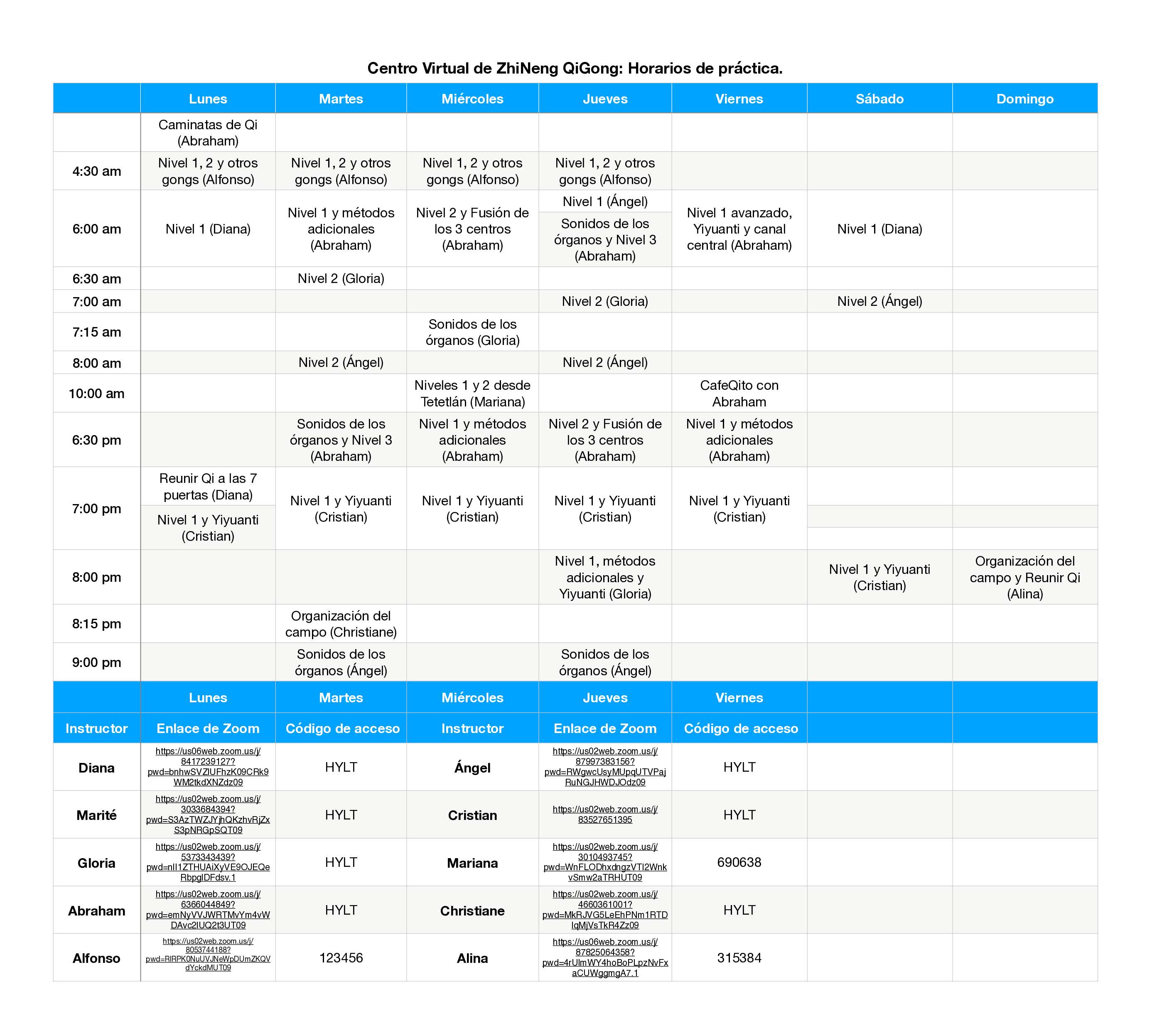 Horarios CV